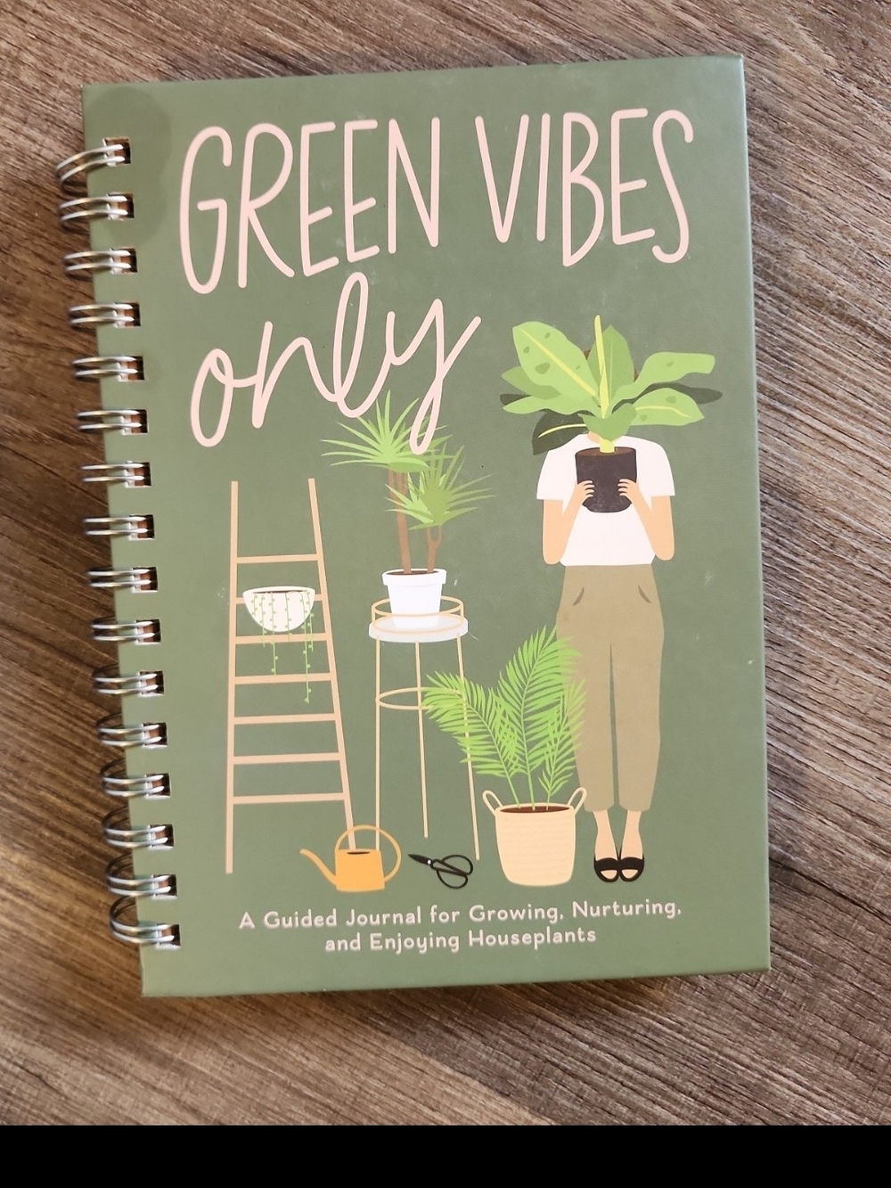 Green Vibes Only Guided Journal — Olive Green Plant-Themed Notebook